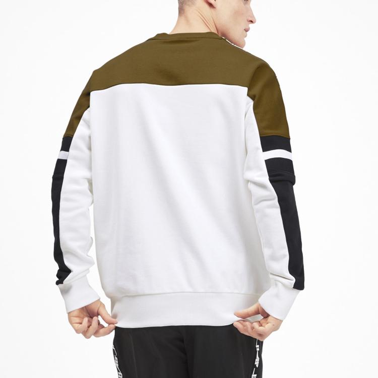 Puma Logo Print Colorblock Crew Neck Sweatshirt Men Tops White 595872-02