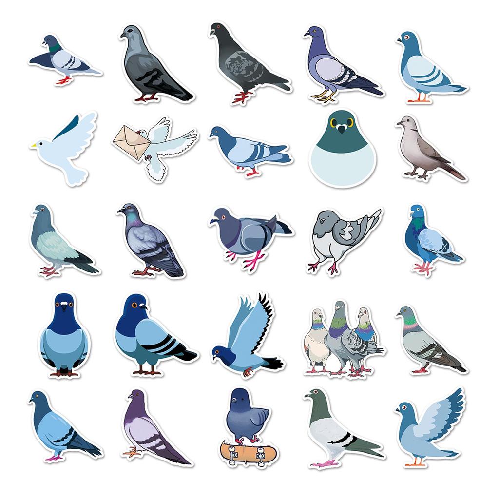 50 Pigeon Peace Dove Bird Stickers for Graffiti & Journaling - Resin Drip Material