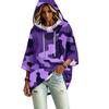 Women's Print Three-Quarter Sleeve Hooded Pullover Top Casual Fashion