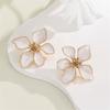 Beige Green Enamel Flower Women's Earrings Irregular Petals Plant Element Drop Earrings for Female Korean Fashion Ear Decor