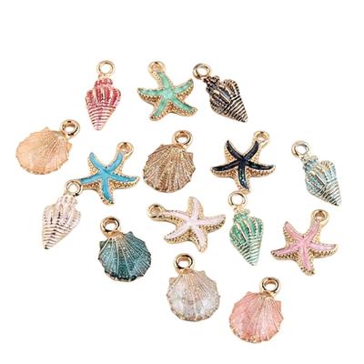 Bunte Legierungsperle Muschel Seestern Anhänger für Armbänder Halsketten Schlüsselanhänger Handgefertigte Schmuckherstellung Zubehör