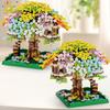 Non-Toxic Mini City Colorful Cherry Blossom Tree House Micro Model Building Blocks Street View Diamond Bricks Toys For Adult Gift