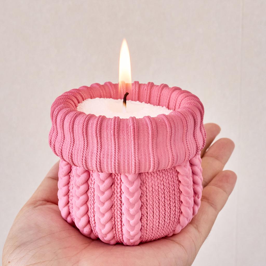 Knitted Yarn Candle Jar Silicone Mold DIY Christmas Ornaments Sock Flowerpot Crafts Making Plaster Resin Storage Box Clay Molds