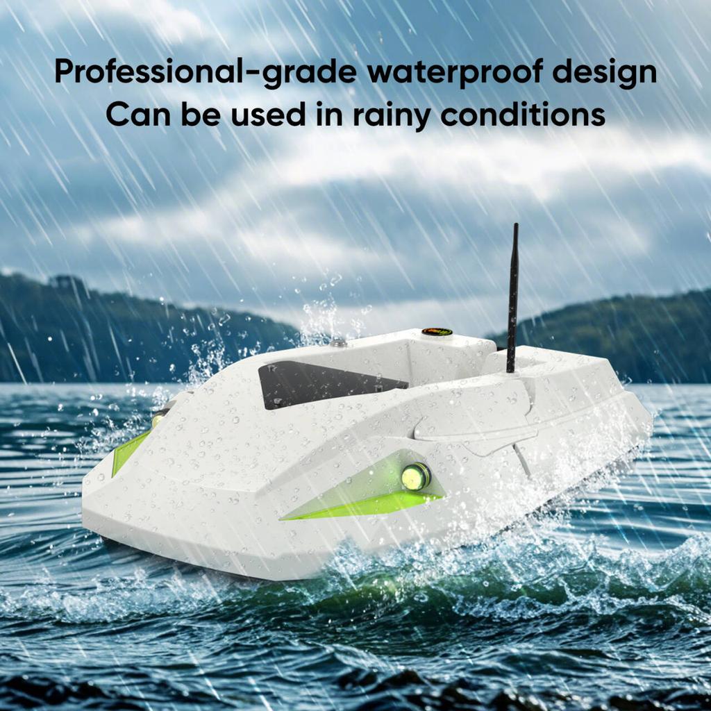 Aflyever 12V High-power Remote-controlled Fishing Bait Boat, 2kg Bait Capacity, Dual Batteries, Waterproof, with LED Light