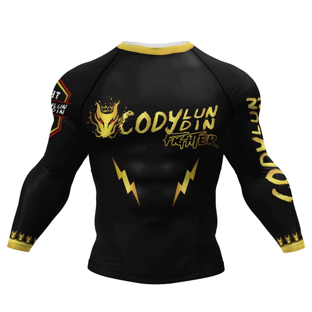 Cody Lundin Tattoo Uomo Palestra Compression Tshirt Maschile Sublimazione Manica Lunga Rashguard BJJ Jiu Jitsu Boxe Maglia Personalizzata