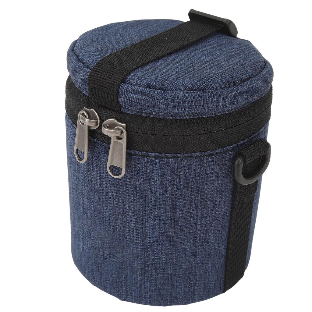 Camera Lens Case with Zippers Top Handle Adjustable Shoulder Strap Waterproof Lens Pouch Bag for Short Focal Length Lens