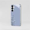 Light Blue and White Flower Glass Phone Case Suitable for Samsung Galaxy S26 S25 S24 S23 S22 S21 S20 FE/Ultra/Plus Anti Drop