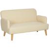 Modern 2-Seater Sofa Velvet Effect with Thick Padding, 140x74x79cm, Cream White