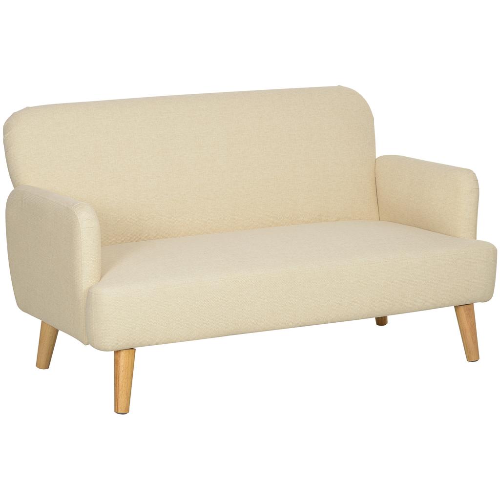 Modern 2-Seater Sofa Velvet Effect with Thick Padding, 140x74x79cm, Cream White