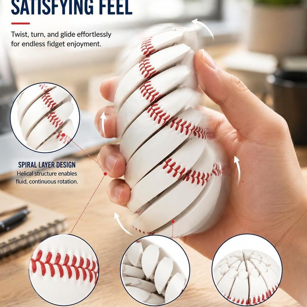 3D Printing Baseball Fidget Ball Toy Football Baseball Portable Playing Sensory Anti-Stress Toy Desktop Ornament