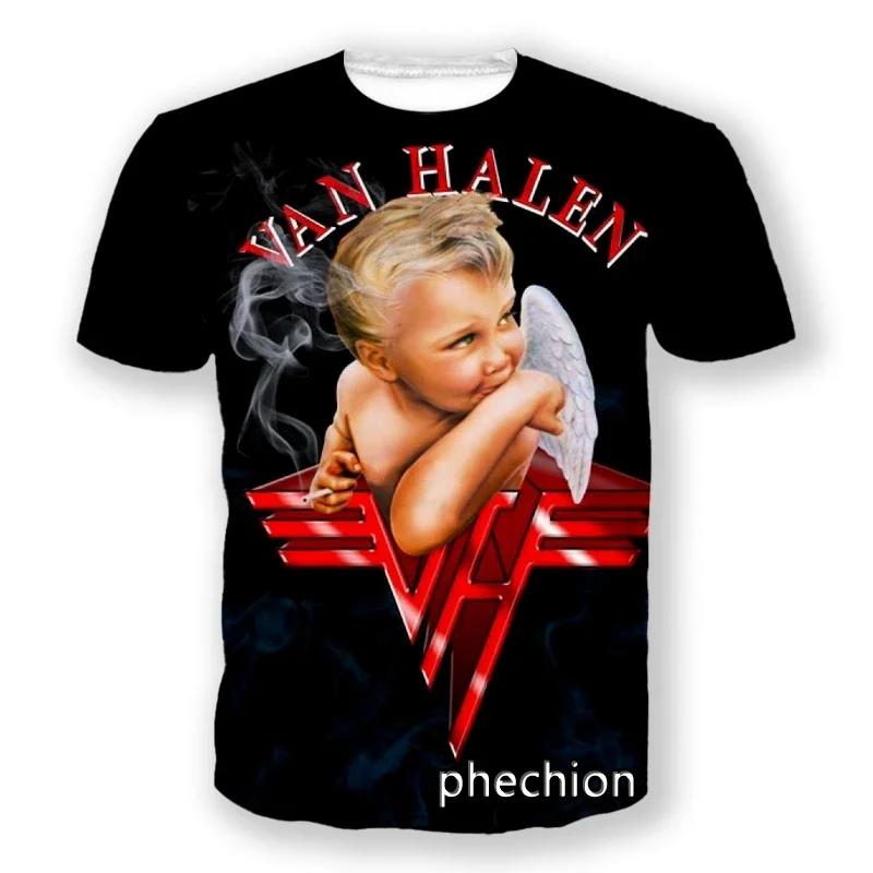 Rocková kapela Van Halen Trička Letní 3D Potisk Trička Muži Ženy Hip Hop Krátký Rukáv Tričko Street Volné Ležérní Oversized Y2k Topy