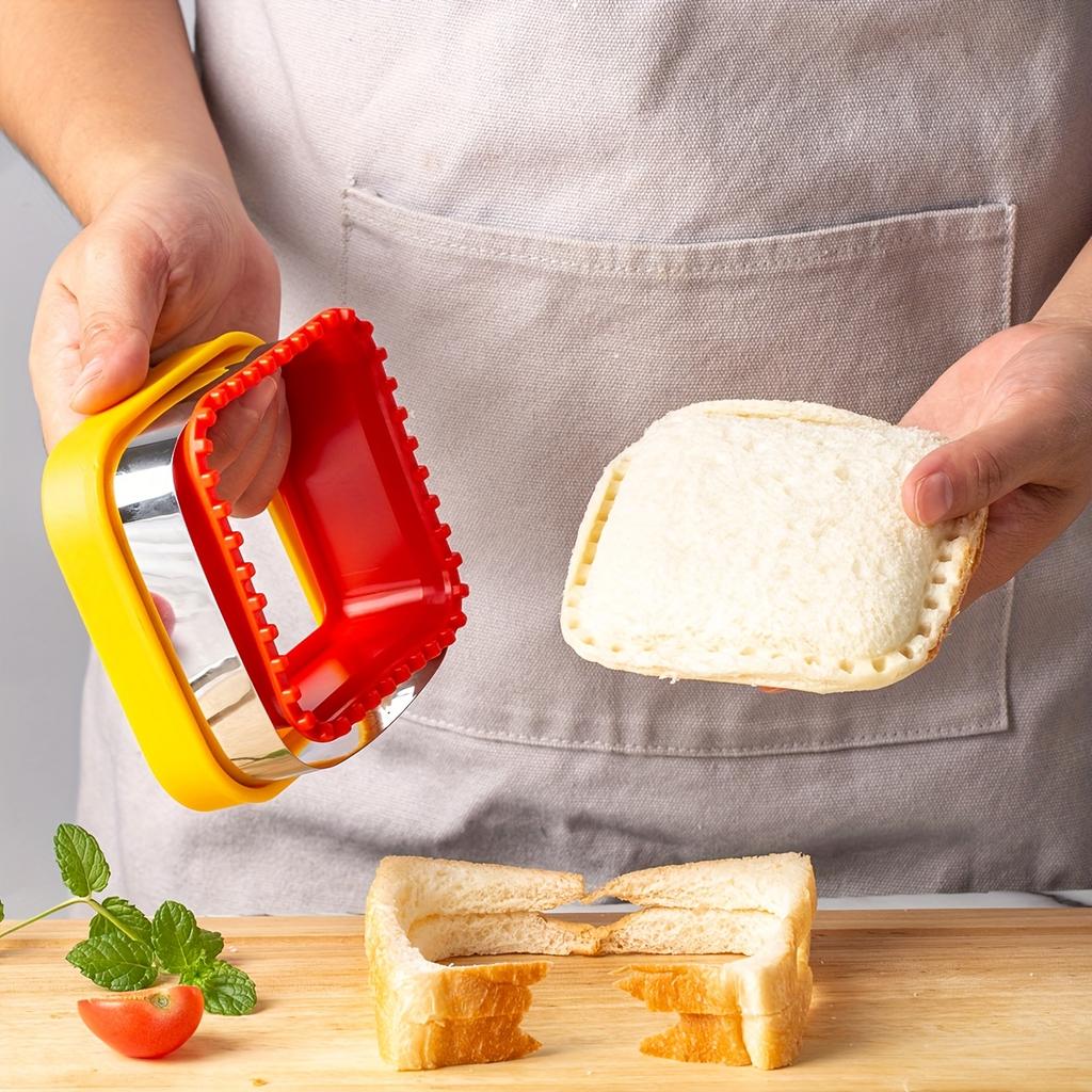 Molde para Sanduíche para Pão de Bolso, Molde para Embutir Café da Manhã, Formato Bento Quadrado, Redondo e em Coração
