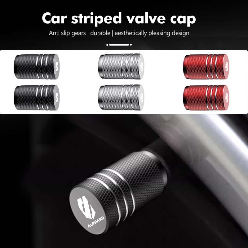 4pcs Car Tire Valve Stem Cover Aluminum Wheel Air Valve Cap For Toyota Alphard Vellfire 30 Series 2017 2018 2019 2020 2021