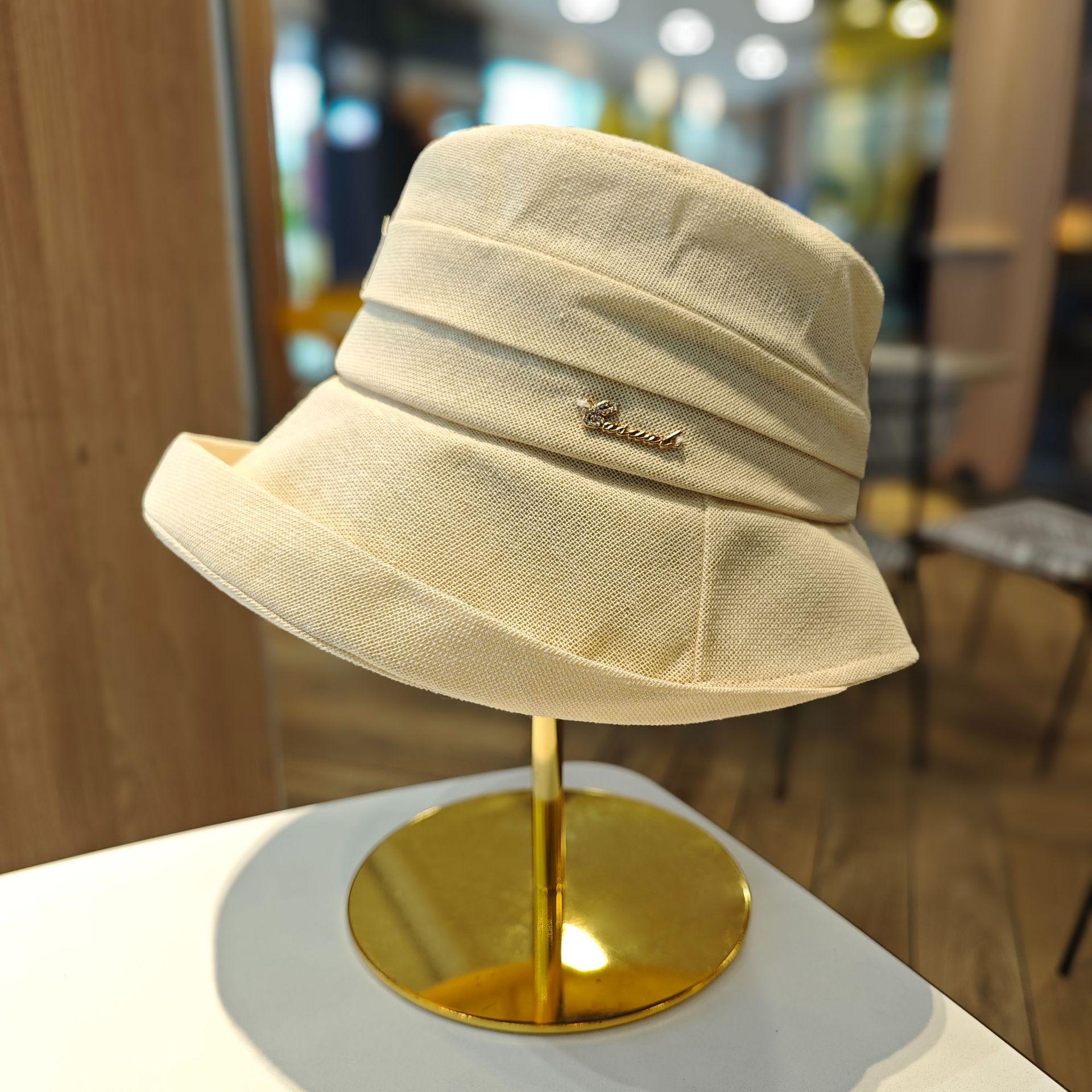 

Folded bucket hat women s spring and summer high sense versatile sunscreen basin hat showing small face big eaves sunscreen visor