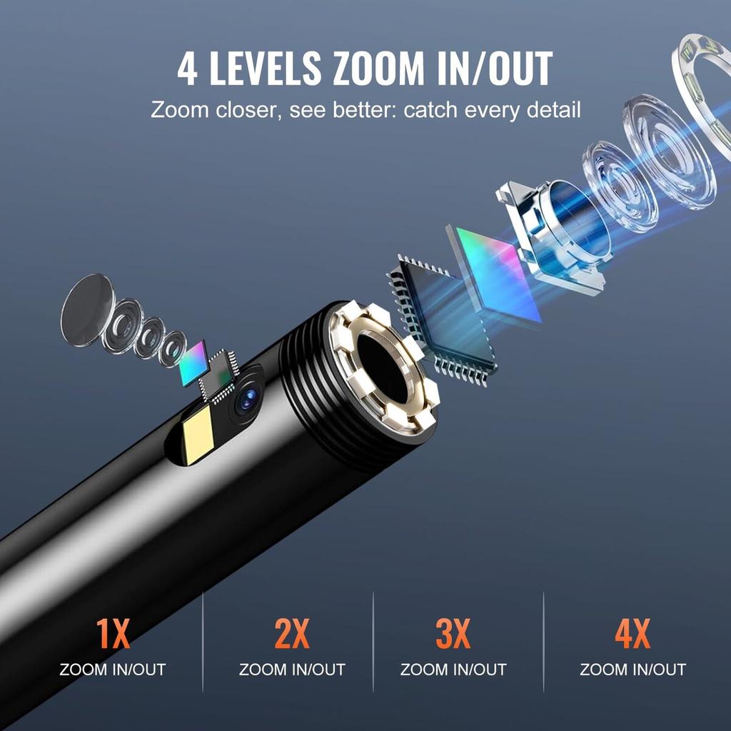 Endoscope Camera with Lights Dual Lens Borescope 16.4FT Cable 4.3" Screen