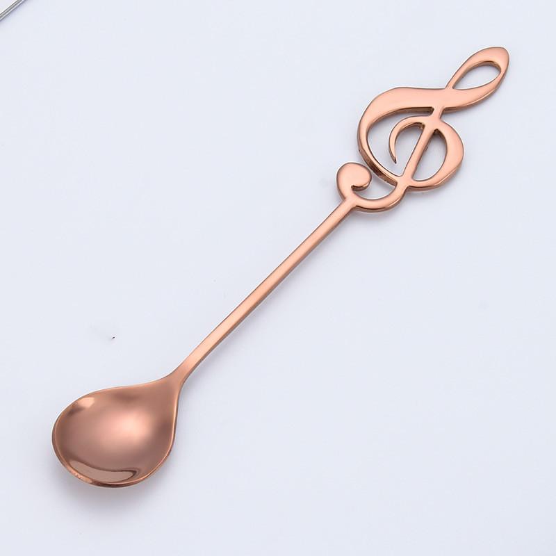 Stainless Steel Musical Note Spoon Creative Coffee Spoon Ice Cream Teaspoon Stirring Spoon Dessert Spoon Home Accessories