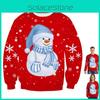 Cozy Women's Christmas Sweater With Snowman Pattern And Crew Neck Pullover Style