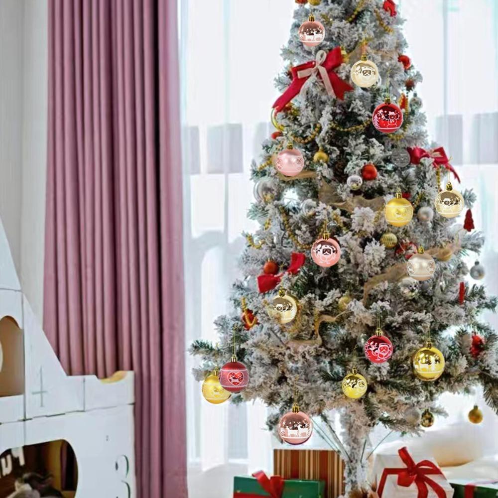 9pcs Plastic Hanging Bauble Ornament Electroplated Xmas Tree Hanging Ornament  Christmas Tree Wreath