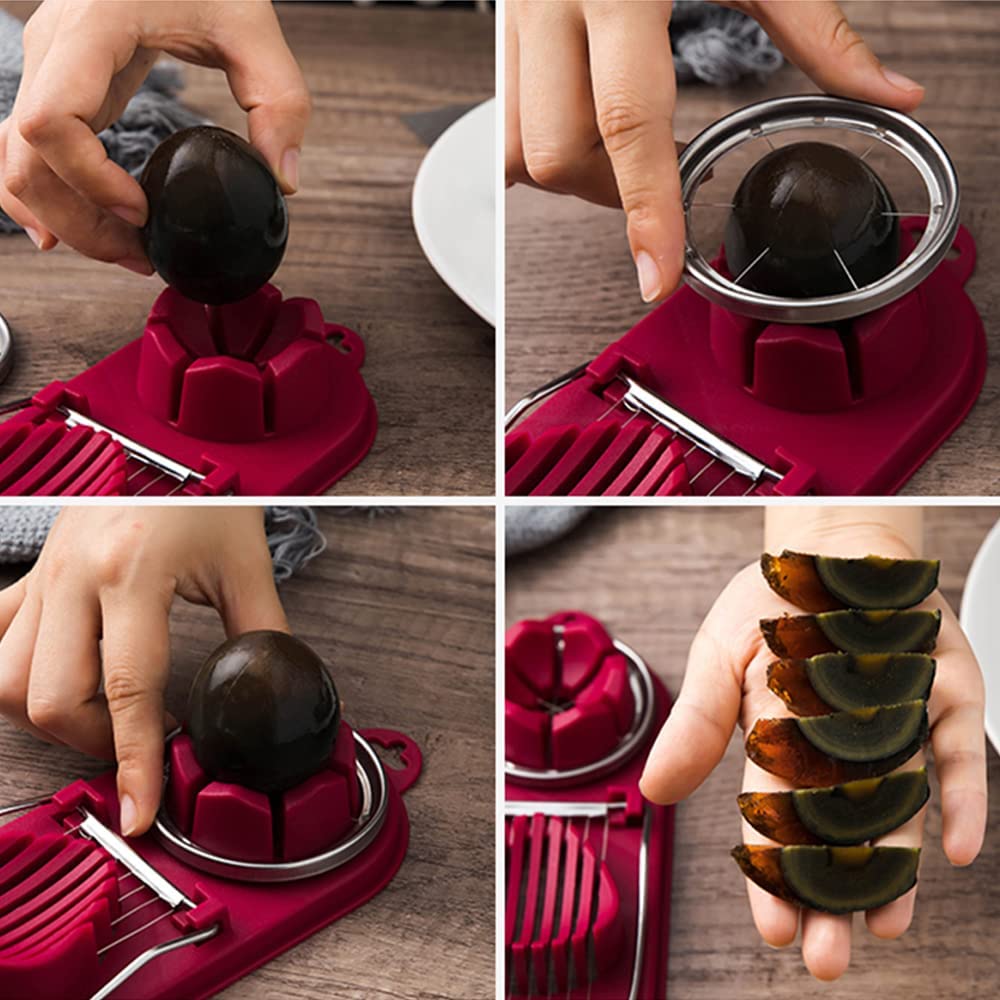 1pc 2 In 1 Egg Slicer, Multipurpose Egg Slicer For Hard Boiled Eggs, Sturdy ABS Body With Stainless Steel Wires, Egg Cutter