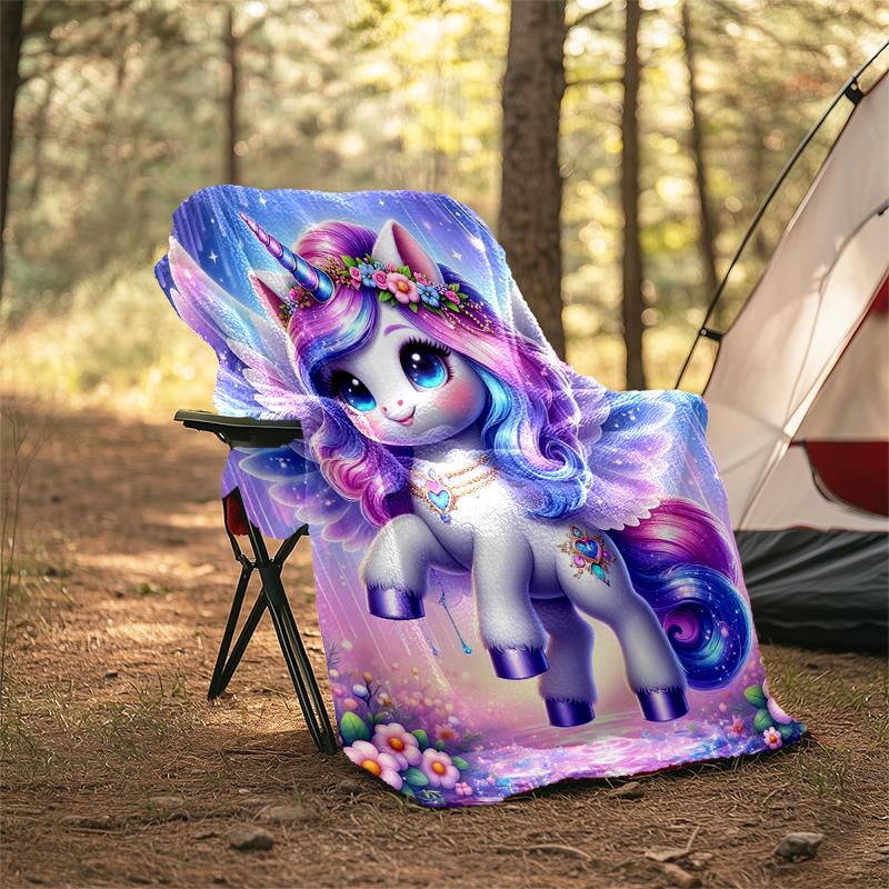 1PC Purple unicorn blanket, al season lightweigh Poster blanket home office outdoor nap multifunc Poster blanketional blanket