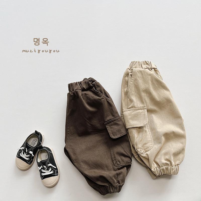Vintage Korean Style Kids Cargo Pants Casual Unisex Boys Girls Baby Fashion Trousers