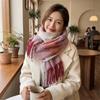 Classic Tassels Warm Stripe Shawl Thickened Blanket Scarf Cozy Wrap Scarf  Autumn Winter