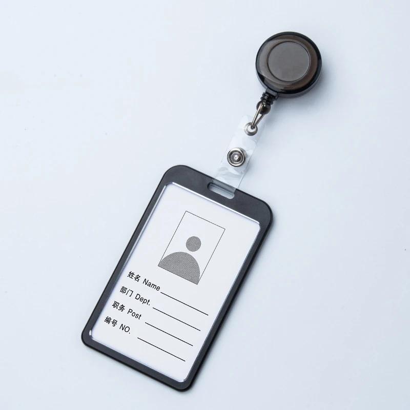 1pc Retractable Pull Badge Holders With Reel Clip Bus Credit Card Case Visit Door Identity Badge Cards Cover Credential Holder