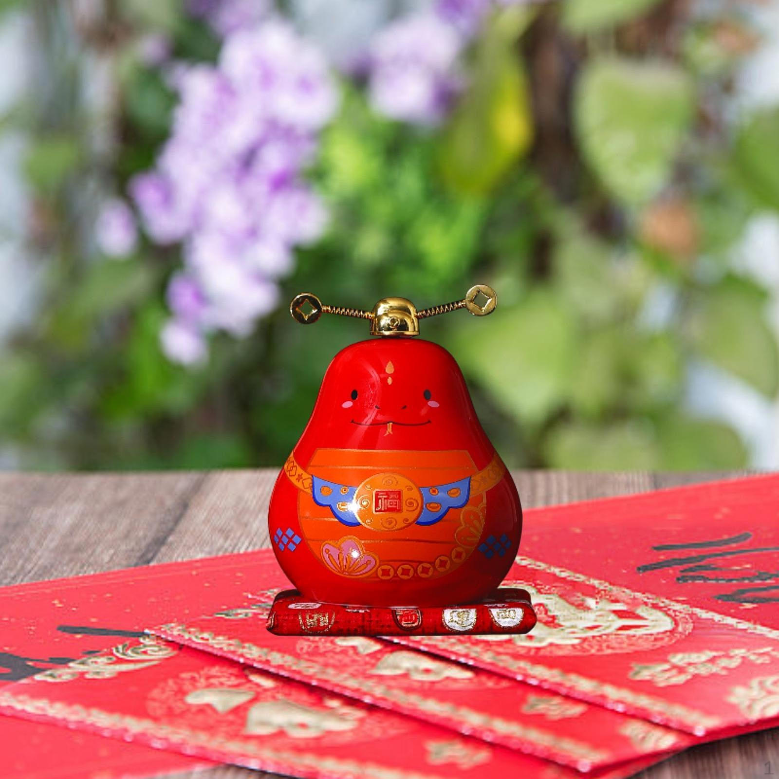 

Керамическая скульптура Китайский год Настольная денежная шкатулка для сбережений Статуя банка для лунной спальни красный