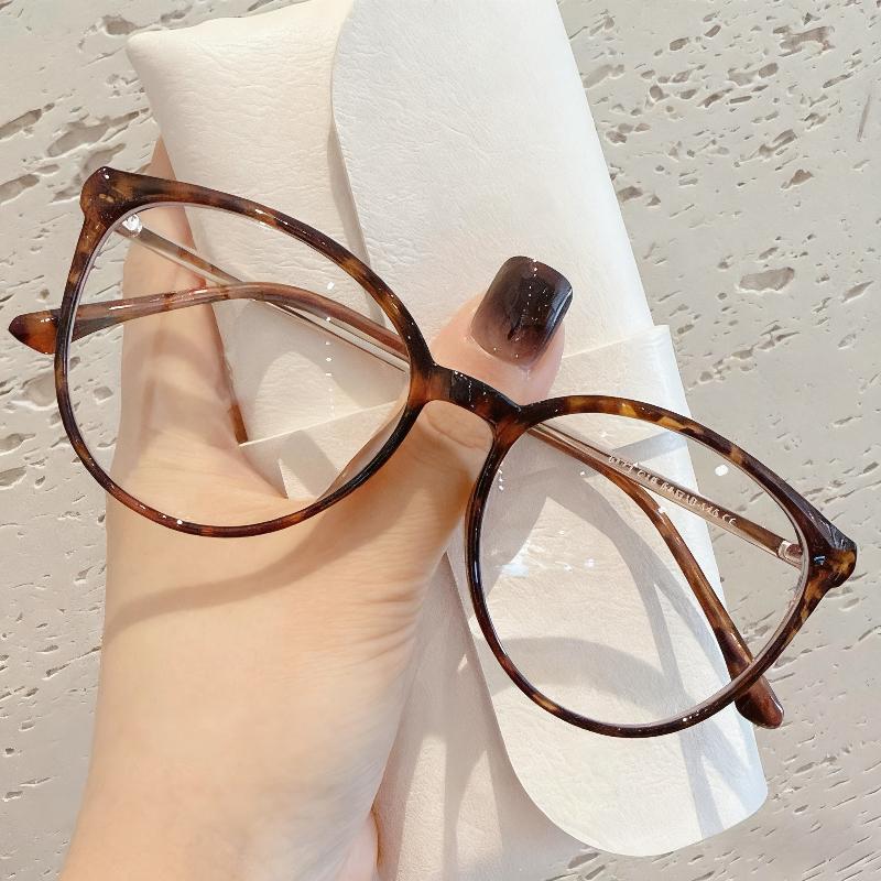 Women's Ultra Light Tortoiseshell Large Frame Circular Eyeglass Frame Men's Fashion Big Face Round Face Plain Glasses Frame