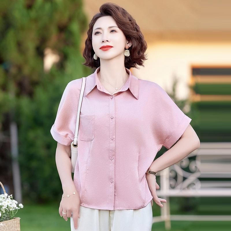 

2026 Stylish Short-Sleeve Loose Lapel Shirt: Summer Thin Fashion Top 2XL (for 50-58 kg) коричный