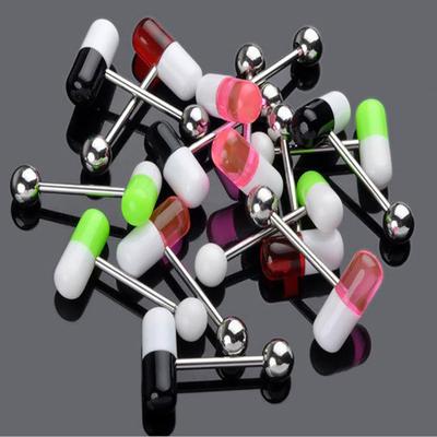 10 pièces unisexe acrylique pilule langue haltère mamelon anneau Stud corps Piercing bijoux