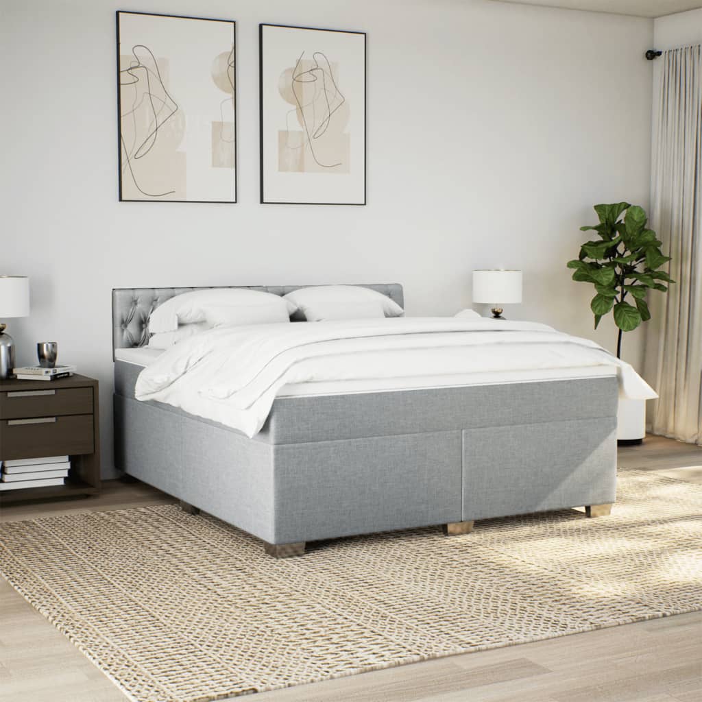 Vidaxl Letto Continentale Con Materasso, Grigio Chiaro, Tessuto, 180X200Cm