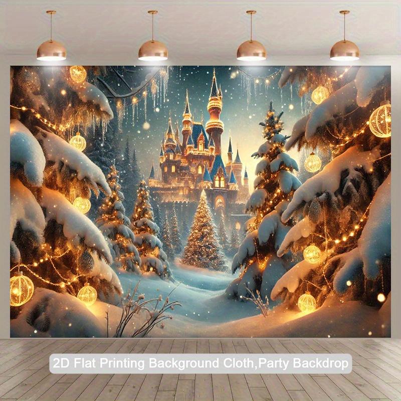 1 pièce château de Noël pays des merveilles hivernales scène enneigée, convient pour les fêtes de fin d'année et les célébrations d'anniversaire