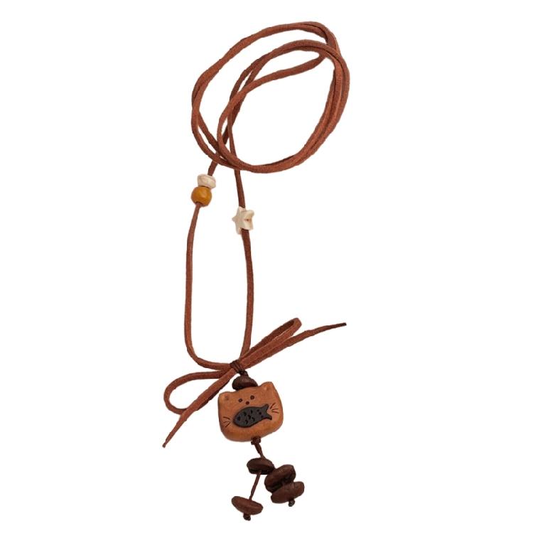 

Elegant Coffee Bean Bear Pendant With Adjustable Chain Necklace Vintage Fashion Accessory For Women