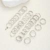 30 PCS Silver Color Geometric Ring Set For Women Vintage Heart Eye Cross Sun And Moon Leaf Charm Finger Ring Female Boho Jewelry