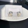 S925 Silver Needle Pearl & Rhinestone Flower Stud Earrings - Exquisite Women's Accessories