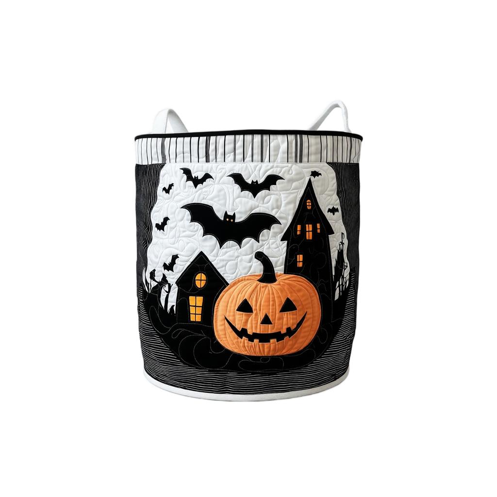 Hamper, Halloween Quilted Cotton Storage Basket with Lid for Clothes and Home Organization