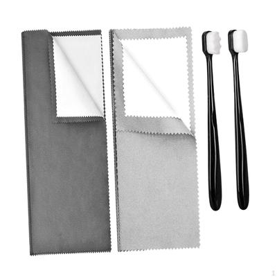 Jewelry Cleaning Cloth Jewellery Cleaner Kit Keeps Shining Compact with 2 Brush Double Sided for