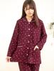 Cotton Knitted Crystal Long Room Winter Product 40010 [K's Eye] Skin-friendly 100% Padding, Quilt, Pattern, Open-front Pajamas, Women's, Sleeves,