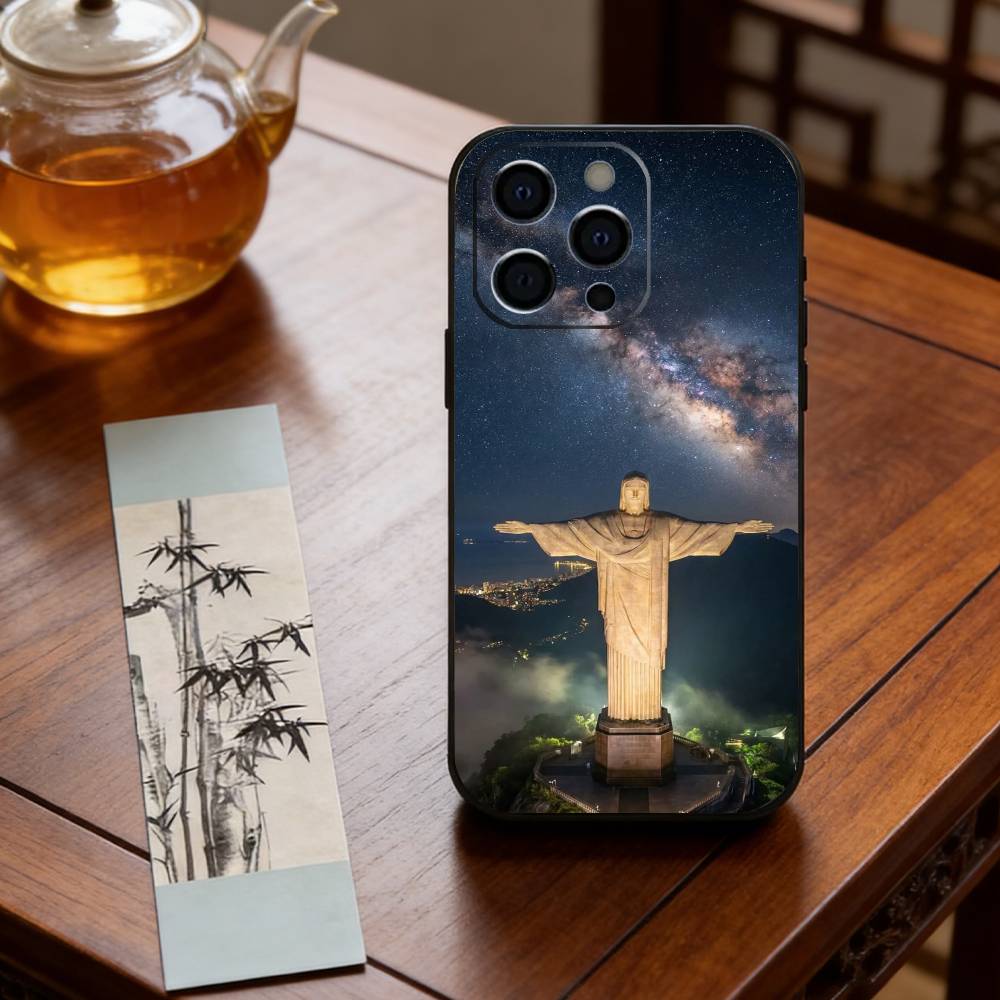 Christ the Redeemer Phone Case For iPhone 17, 16,15,14,13,12,11 Plus,Pro Max, Others Soft Black Cover iPhone17PRO