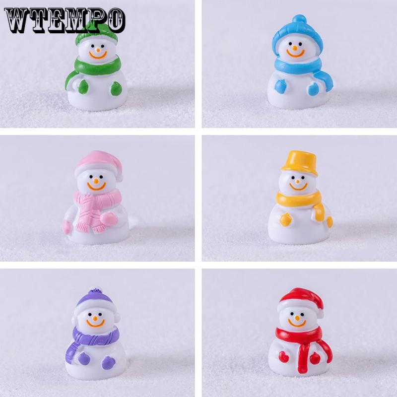 WTEMPO 12PCS 6-Color Cute Christmas Scarf Snowman Shaped Ornaments Micro-landscape Snow Scene Decorations DIY Festive Home Desktop & Car Decorations