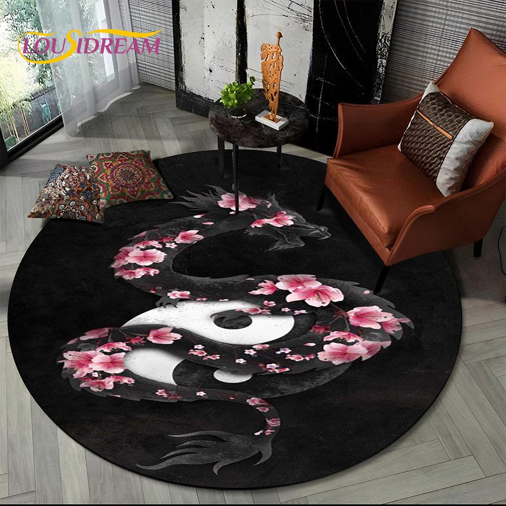 3D Chinese Tai Chi Bagua Yin Yang Round Area Rug,Carpet Rug for Living Room Bedroom Sofa Playroom Decor,kids Non-slip Floor Mat