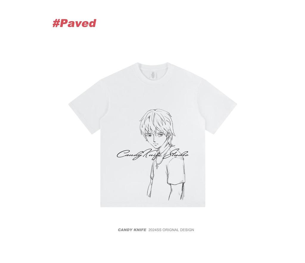 Japanese Anime Oversized Cotton T-Shirt - Short Sleeve Crew Neck for Students & Couples