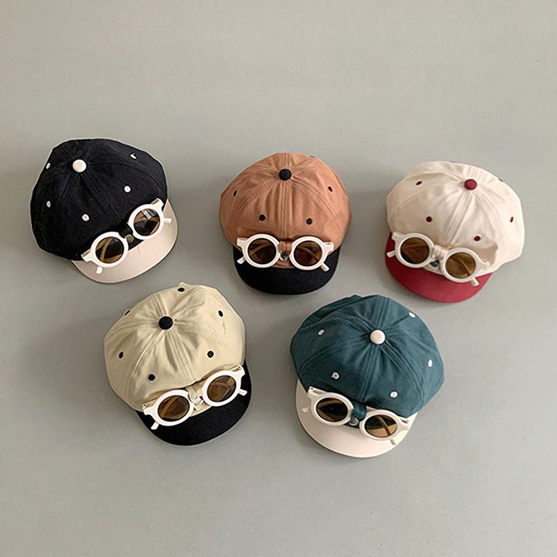 Cute Baby Baseball Hat Detachable Sunglasses Cartoon Patchwork Toddler Duck Tongue Cap Summer Kids Sun Hats
