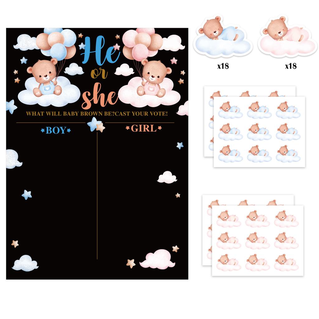 Baby Reveal Party Game Card Set - Gender Prediction & Baby Shower Activity Games for Birthday Party Including 'Baby Bingo'