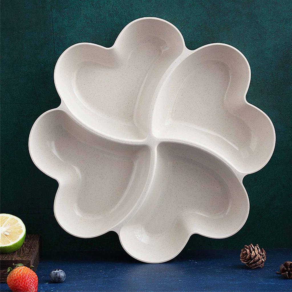 Herzförmiges Fach Vier-Blatt-Platte Mehrzweck-Obstaufbewahrungsschale für Wohnzimmer Dekorative Party-Dessert- & Trockenfruchtbehälter