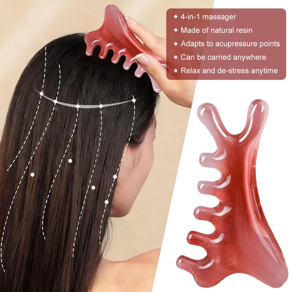 4 in 1 Head Massage Scalp Meridian Massage Comb Resin Handleless Massage Comb Blood Circulation Scalp Meridian Comb