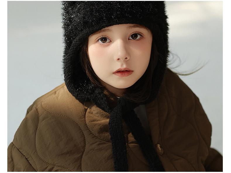 Children's Fleece-Lined Windproof Knit Hat with Ear Protection - Winter Pullover for Boys and Girls