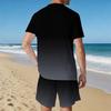 Men Black Grey Gradient Short Sleeve T Shirt And Matching Knee Shorts Two Piece Outfit