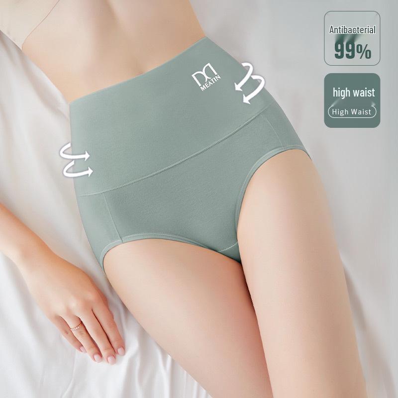 Four Seasons Mei Ya High Waist Cotton Women's Panties - Antibacterial Crotch, Hip Lifting, Abdomen Shaping Triangle Design.